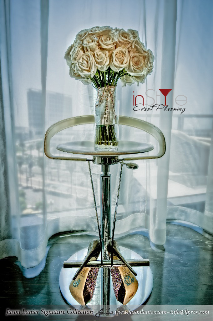 Bridal Bouquet with Ivory Roses and Sparkle InStyle Event Planning San Diego Wedding Planner