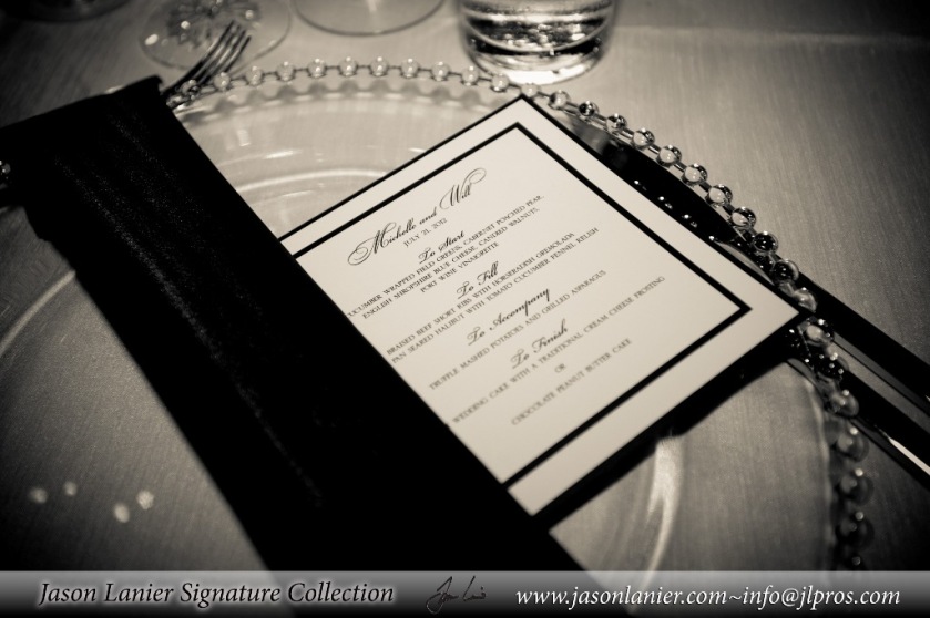 Dinner Menu Card Place Setting InStyle Event Planning San Diego Wedding Planner