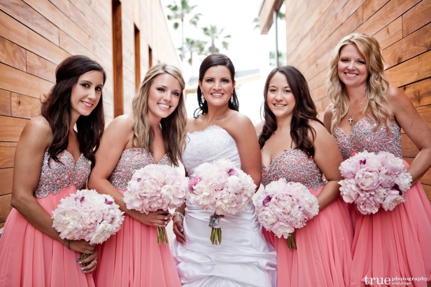 Bride and Bridesmaids in Pink Dresses San Diego Wedding Planner InStyle Wedding Planning